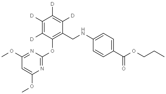 Propyl4-((2-((4,6-dimethoxypyrimidin-2-yl)oxy) [1,2,3,4-2H]benzyl)amino)benzoate 结构式