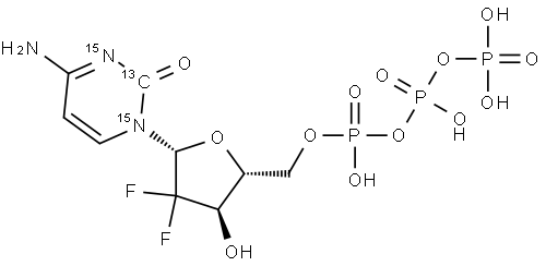 [13C,15N2]-三磷酸吉西他滨 结构式