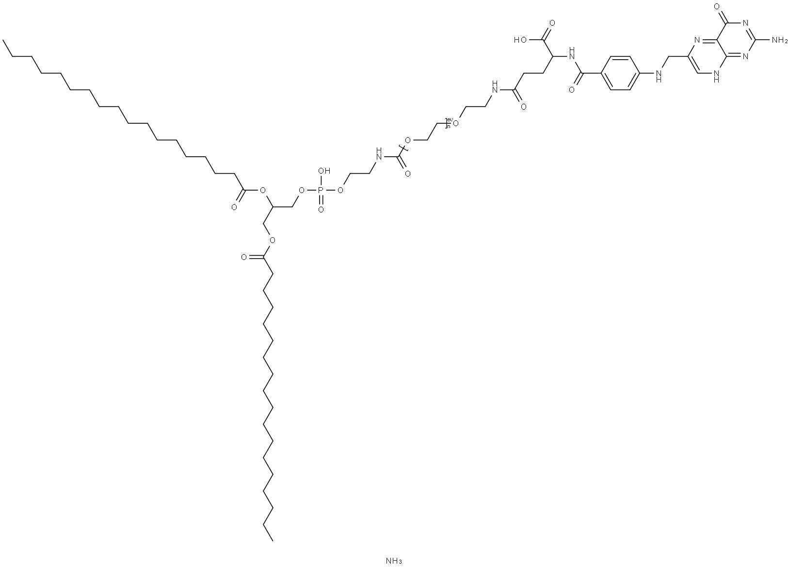 二硬脂酰基磷脂酰乙醇胺聚乙二醇叶酸 结构式