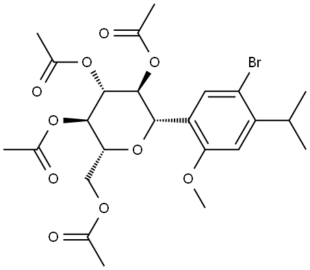 (2R,3R,4R,5S,6S)-三乙酸[2-(乙酰氧基甲基)-6-(5-溴-4-异丙基-2-甲氧基苯基)四氢-2H-吡喃-3,4,5-三基]酯 结构式