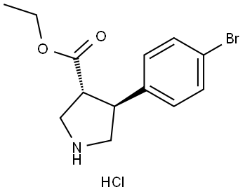 反式-4-(4-溴苯基)-3-吡咯烷甲酸乙酯盐酸盐 结构式