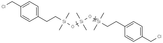 Α-[[2-[4-(氯甲基)苯基]乙基]二甲基硅基]-Ω-[[[2-[4-(氯甲基)苯基]乙基]二甲基硅基]氧叉基] 聚[氧叉基(二甲基硅叉基) 结构式