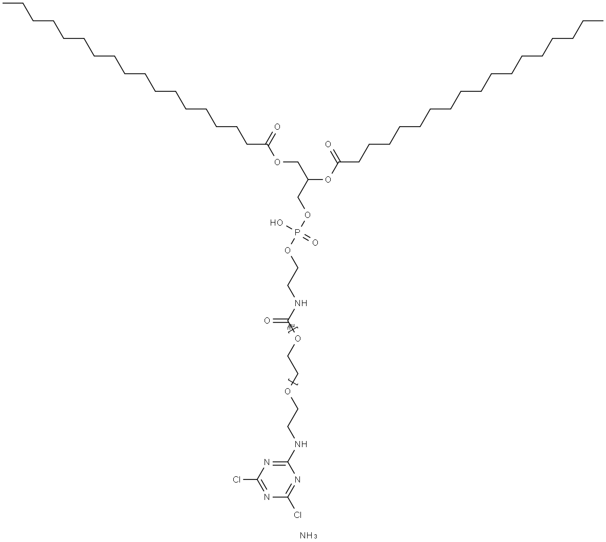 1,2-DISTEAROYL-SN-GLYCERO-3-PHOSPHOETHANOLAMINE-N-[CYANUR(POLYETHYLENE GLYCOL)-2000] (AMMONIUM SALT);DSPE-PEG(2000) CYANUR 结构式