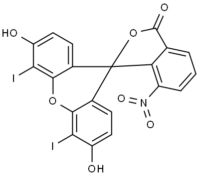 3',6'-dihydroxy-4',5'-diiodo-7-nitro-3H-spiro[isobenzofuran-1,9'-xanthen]-3-one 结构式