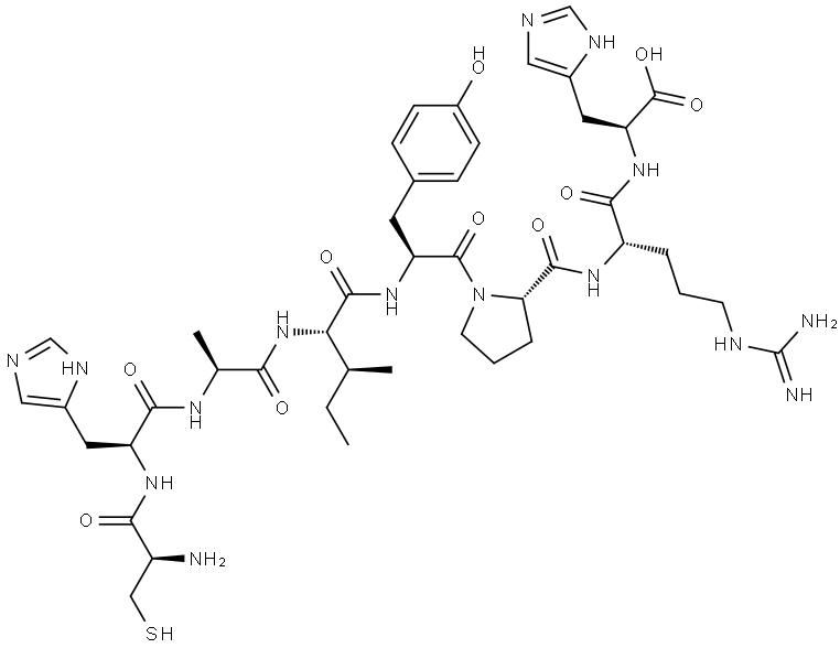 L-Histidine, L-cysteinyl-L-histidyl-L-alanyl-L-isoleucyl-L-tyrosyl-L-prolyl-L-arginyl- 结构式