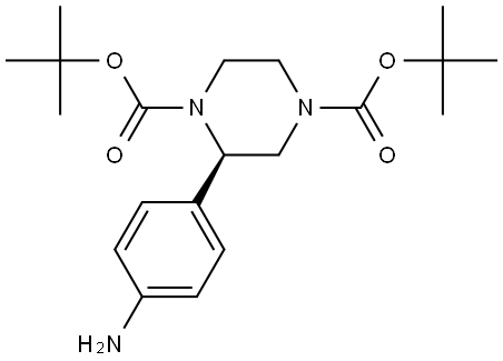 (R)-2-(4-氨基苯基)哌嗪-1,4-二甲酸二叔丁酯 结构式