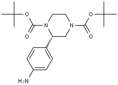 (S)-2-(4-氨基苯基)哌嗪-1,4-二甲酸二叔丁酯 结构式