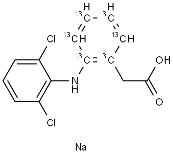 [2-(2,6-Dichlorophenylamino)phenyl13C6]acetic acid sodium salt hemi(nonahydrate) 结构式