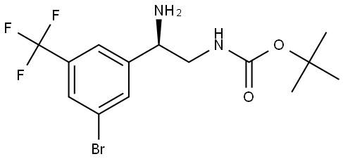 tert-butyl N-[(2R)-2-amino-2-[3-bromo-5-(trifluoromethyl)phenyl]ethyl]carbamate 结构式