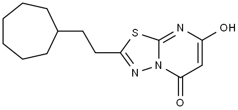 2-(2-Cycloheptylethyl)-7-hydroxy-5H-1,3,4-thiadiazolo[3,2-a]pyrimidin-5-one 结构式