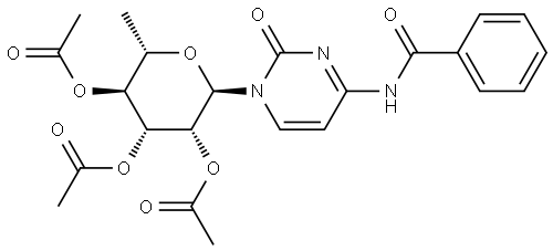 Benzamide, N-[1,2-dihydro-2-oxo-1-(2,3,4-tri-O-acetyl-6-deoxy-α-L-mannopyranosyl)-4-pyrimidinyl]- 结构式