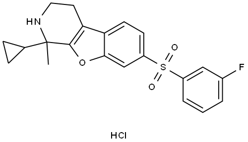 1-cyclopropyl-7-((3-fluorophenyl)sulfonyl)-1-methyl-1,2,3,4-tetrahydrobenzofuro[2,3-c]pyridine hydrochloride 结构式