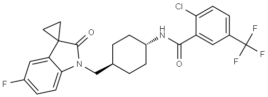 Benzamide, 2-chloro-N-[trans-4-[(5′-fluoro-2′-oxospiro[cyclopropane-1,3′-[3H]indol]-1′(2′H)-yl)methyl]cyclohexyl]-5-(trifluoromethyl)- 结构式