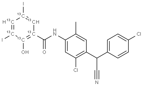 氯氰碘柳胺-13C6 结构式