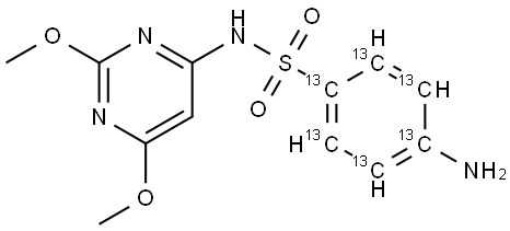 磺胺二甲氧嘧啶-13C6 结构式