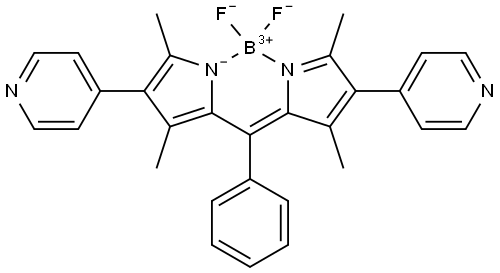 5,5-二氟-1,3,7,9-四甲基-10-苯基-2,8-二(吡啶-4-基)-5H-二吡咯并[1,2-C:2',1'-F][1,3,2]二氮硼杂环己烷 结构式