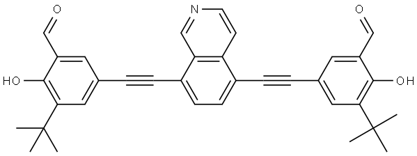 5,5'-(isoquinoline-5,8-diylbis(ethyne-2,1-diyl))bis(3-(tert-butyl)-2-hydroxybenzaldehyde) 结构式