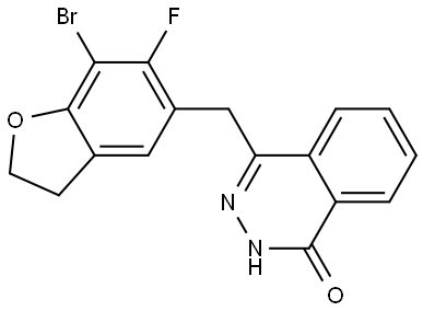 4-[(7-Bromo-6-fluoro-2,3-dihydro-5-benzofuranyl)methyl]-1(2H)-phthalazinone 结构式