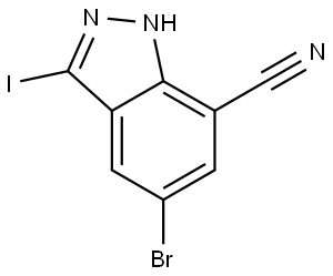 5-溴-3-碘-1H-吲唑-7-腈 结构式