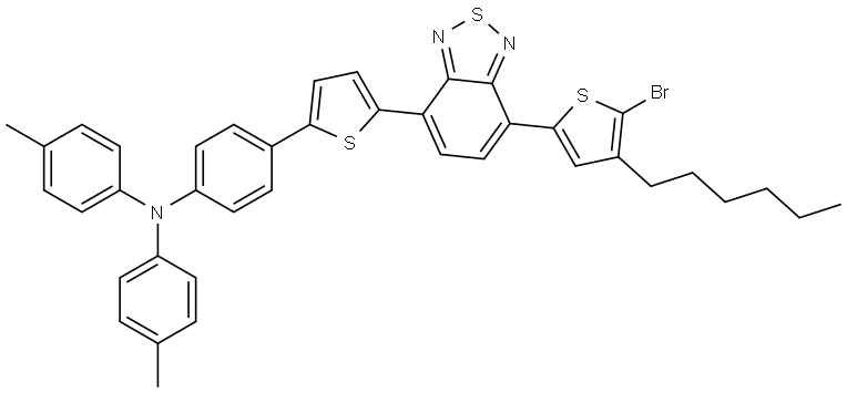 4-(5-(N,N-DI-P-TOLYL-4-AMINOPHENYL)-THIOPHEN-2-YL)-7-(5-BROMO-4-HEXYL-2-THIENYL)-2,1,3-BENZOTHIADIAZOLE 结构式