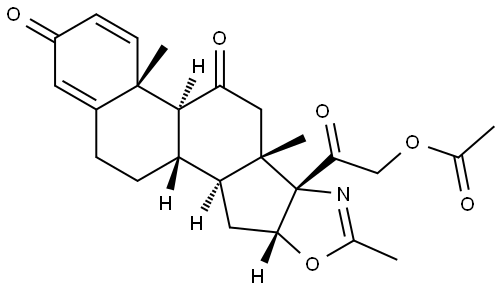 (16Β)-21-(ACETYLOXY)-2'-METHYL-5'H-PREGNA-1,4-DIENO[17,16-D]OXAZOLE-3,11,20-TRIONE 结构式