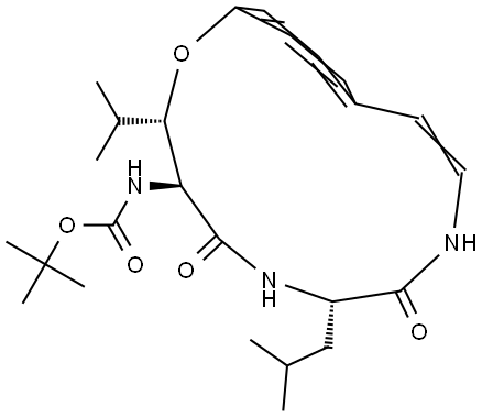 Carbamic acid, [3-(1-methylethyl)-7-(2-methylpropyl)-5,8-dioxo-6,9-diazabicyclo[10.2.2]hexadeca-10,12,14,15-tetraen-4-yl]-, 1,1-dimethylethyl ester, [3S-(3R*,4R*,7R*)]- (9CI) 结构式