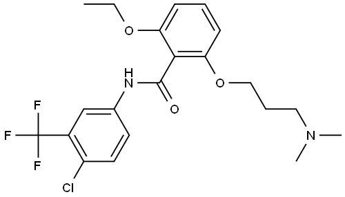 Benzamide, N-[4-chloro-3-(trifluoromethyl)phenyl]-2-[3-(dimethylamino)propoxy]-6-ethoxy- 结构式