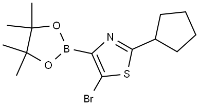 5-Bromo-2-(cyclopentyl)thiazole-4-boronic acid pinacol ester 结构式