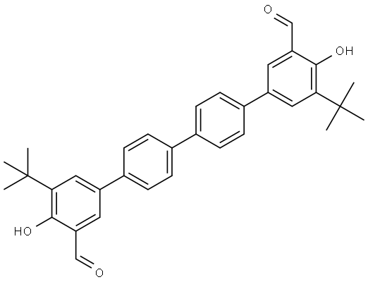 5,5'''-di-tert-butyl-4,4'''-dihydroxy-[1,1':4',1'':4'',1'''-quaterphenyl]-3,3'''-dicarbaldehyde 结构式