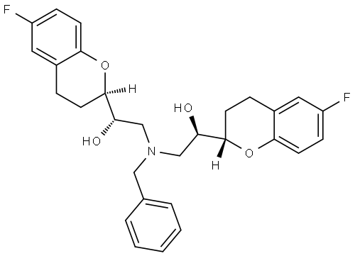 (S)-2-(苄基((R)-2-((S)-6-氟色满-2-基)-2-羟乙基)氨基)-1-((R)-6-氟色满-2-基 )1-乙醇 结构式