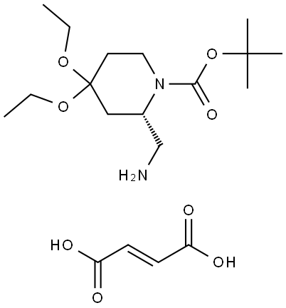 (2S)-2-(Aminomethyl)-4,4-diethoxypiperidine fumarate, N1-BOC protected 结构式