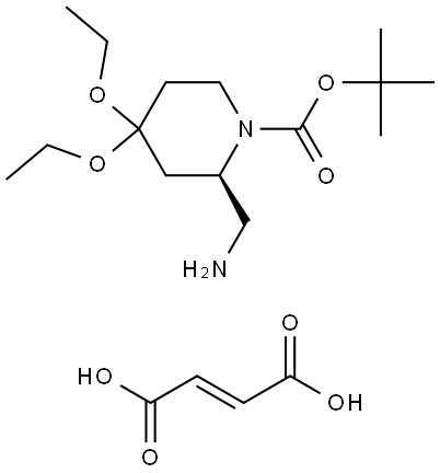 (2R)-2-(Aminomethyl)-4,4-diethoxypiperidine fumarate, N1-BOC protected 结构式