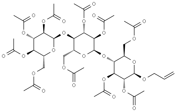 2-Propenyl O-2,3,4,6-Tetra-O-acetyl-α-D-glucopyranosyl-(1→4)-O-2,3,6-tri-O-acetyl-α-D-glucopyranosyl-(1→4)-β-D-glucopyranoside Triacetate 结构式