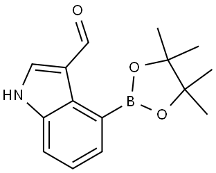 4-(4,4,5,5-tetramethyl-1,3,2-dioxaborolan-2-yl)-1H-indole-3-carbaldehyde 结构式