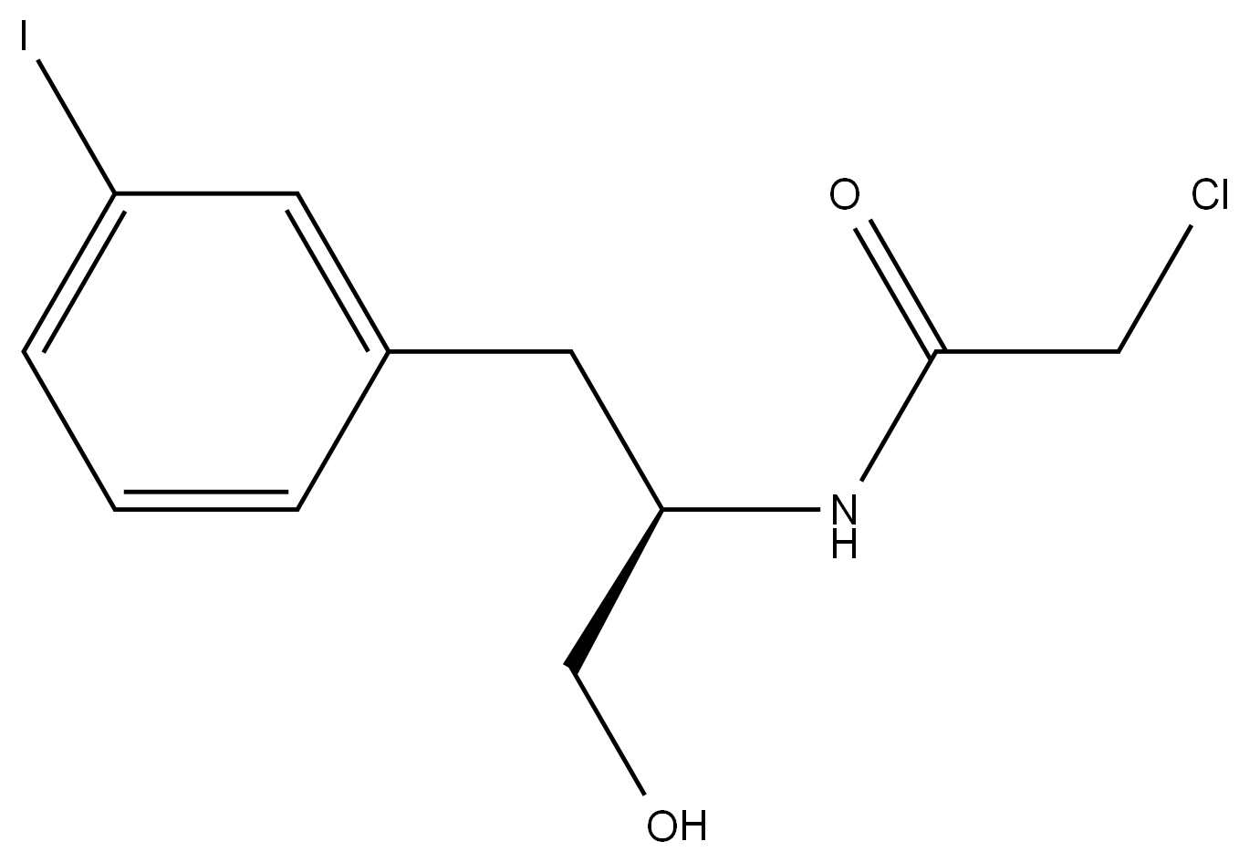 (R)-2-chloro-N-(1-hydroxy-3-(3-iodophenyl)propan-2-yl)acetamide 结构式