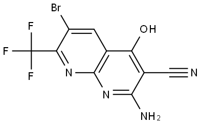 2-amino-6-bromo-4-hydroxy-7-(trifluoromethyl)-1,8-naphthyridine-3-carbonitrile 结构式