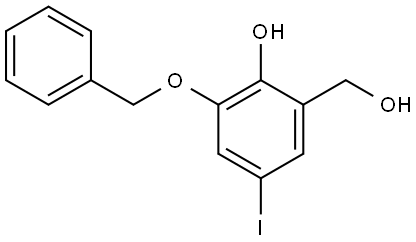 2-Hydroxy-5-iodo-3-(phenylmethoxy)benzenemethanol 结构式