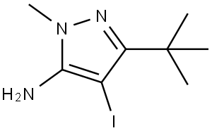 3-(tert-butyl)-4-iodo-1-methyl-1H-pyrazol-5-amine 结构式