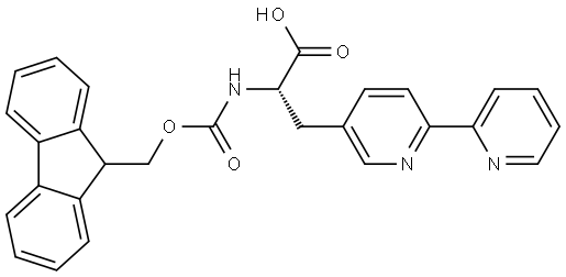 2-((((9H-fluoren-9-yl)methoxy)carbonyl)amino)-3-([2,2'-bipyridin]-5-yl)propanoic acid 结构式