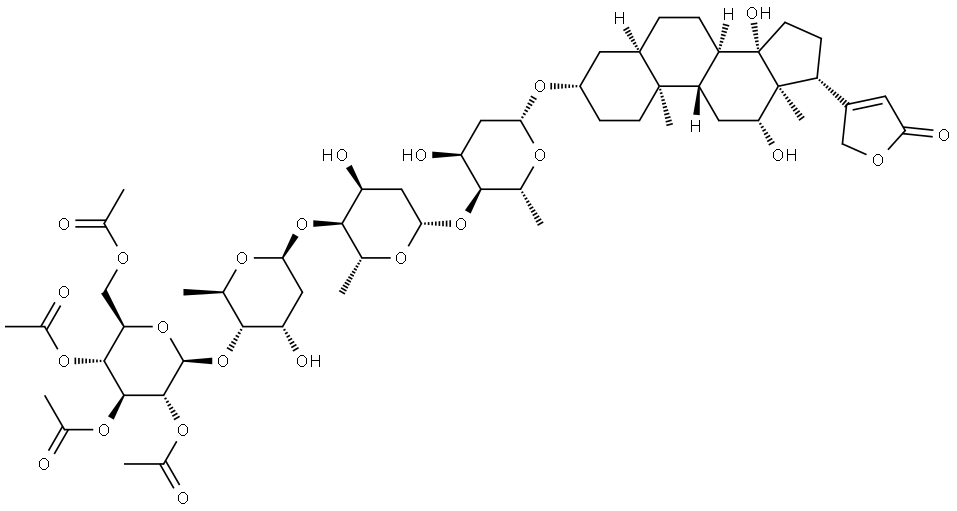 Digoxin-4’’’-O-tetra-O-acetyl β-D-Glucopyranoside 结构式