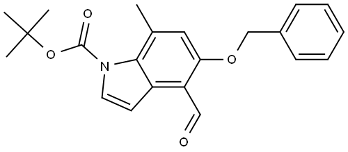 1H-INDOLE-1-CARBOXYLIC ACID, 4-FORMYL-7-METHYL-5-(PHENYLMETHOXY)-, 1,1-DIMETHYLETHYL ESTER 结构式