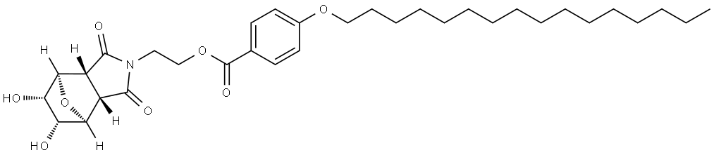 2-((3aR,4R,5S,6R,7S,7aS)-5,6-dihydroxy-1,3-dioxohexahydro-1H-4,7-epoxyisoindol-2(3H)-yl)ethyl 4-(hexadecyloxy)benzoate 结构式