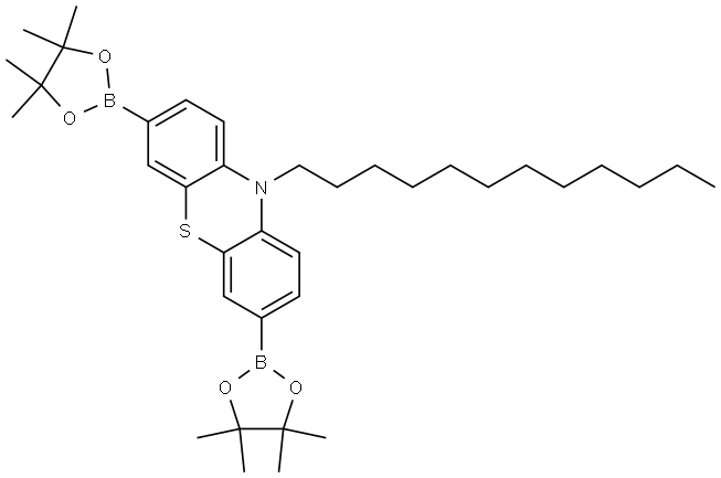 10-dodecyl-3,7-bis(4,4,5,5-tetramethyl-1,3,2-dioxaborolan-2-yl)-10H-phenothiazine 结构式