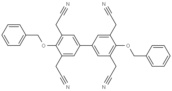 2,2',2'',2'''-(4,4'-bis(benzyloxy)-[1,1'-biphenyl]-3,3',5,5'-tetrayl)tetraacetonitrile 结构式