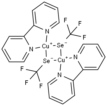 [(2,2'-Bipyridine)Cu(trifluoromethylselenolate)]2 结构式