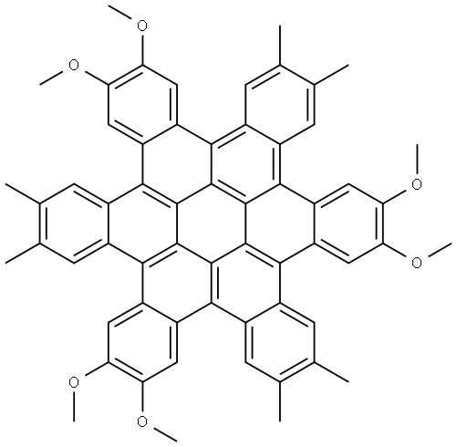 2,3,10,11,18,19-hexamethoxy-6,7,14,15,22,23-hexamethyltrinaphtho[1,2,3,4-fgh:1',2',3',4'-pqr:1'',2'',3'',4''-za1b1]trinaphthylene 结构式