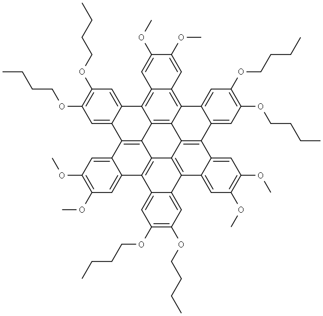 2,3,10,11,18,19-hexabutoxy-6,7,14,15,22,23-hexamethoxytrinaphtho[1,2,3,4-fgh:1',2',3',4'-pqr:1'',2'',3'',4''-za1b1]trinaphthylene 结构式