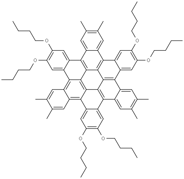 2,3,10,11,18,19-hexabutoxy-6,7,14,15,22,23-hexamethyltrinaphtho[1,2,3,4-fgh:1',2',3',4'-pqr:1'',2'',3'',4''-za1b1]trinaphthylene 结构式