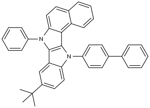 Benz[e]indolo[3,2-b]indole, 12-[1,1′-biphenyl]-4-yl-9-(1,1-dimethylethyl)-7,12-dihydro-7-phenyl- 结构式