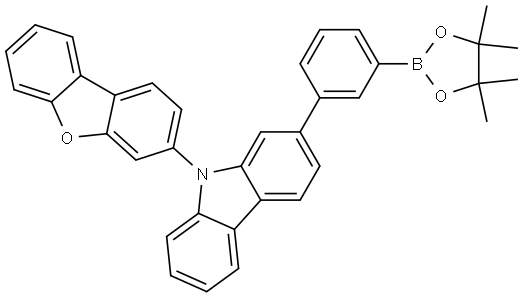 9H-Carbazole, 9-(3-dibenzofuranyl)-2-[3-(4,4,5,5-tetramethyl-1,3,2-dioxaborolan-2-yl)phenyl]- 结构式